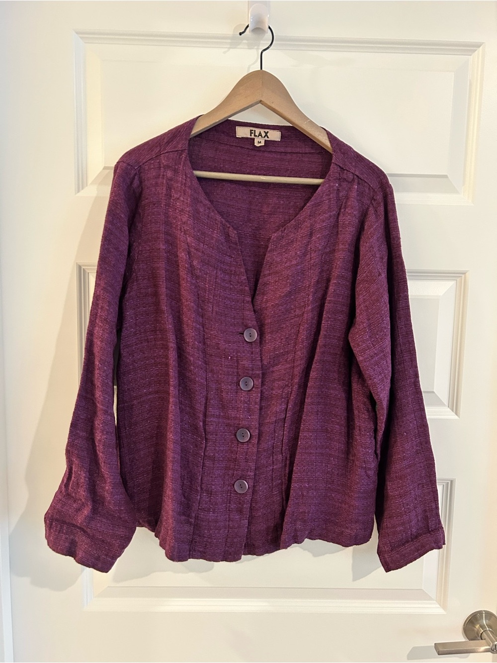 Flax Purple Linen Jacket Top Size M